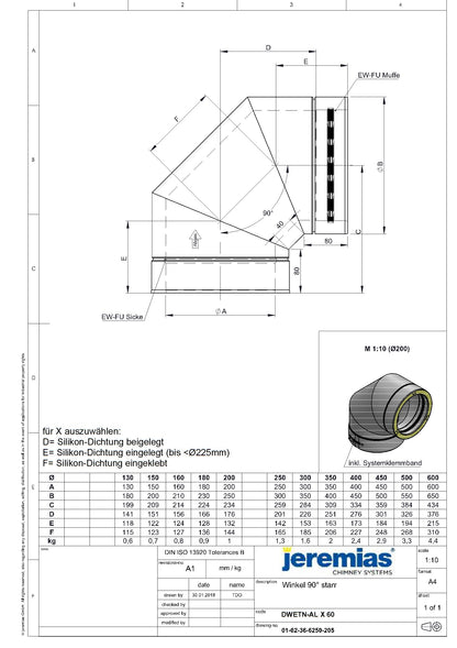 Könyök 90° (120°C / P1); NÁ 130